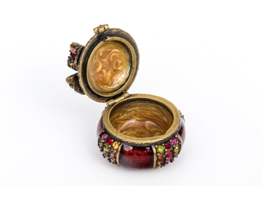 Jay Strongwater Pill Box With Bow, Boxed