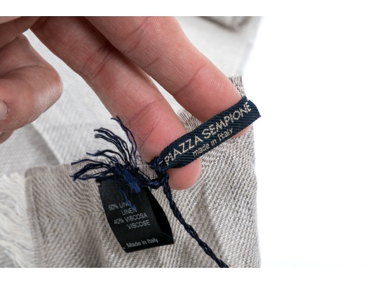 Loro Piana And Piazza Sempione Oatmeal Toned Silk, Linen And Viscose Lot Of Two Scarves