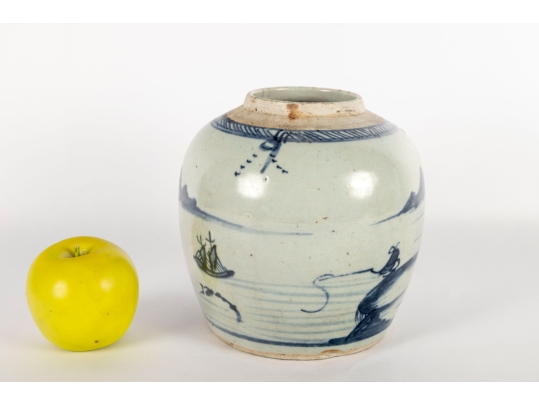 Antique Chinese Blue And White Porcelain Jar