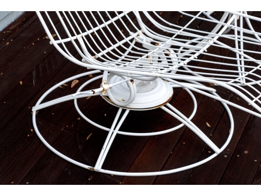 Outdoor Banana Lounge Chairs And Side Table, Likely Homecrest 