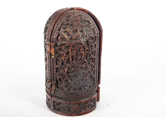 Antique Chinese Carved Triptych Travel Shrine Featuring Fu Lu Shou