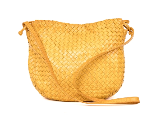 Bottega Veneta Colorful Yellow Woven Leather Hobo Handle Bag
