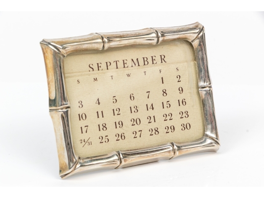 Tiffany & Co. Sterling Silver Bamboo Perpetual Desk Calendar