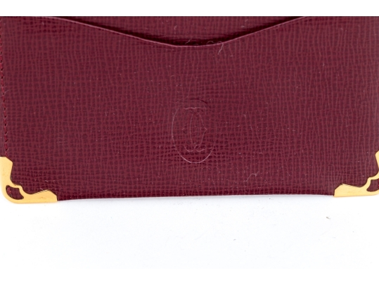 Cartier Burgundy Leather Single Card Holder, Must De Cartier