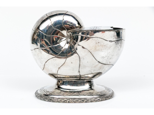 Antique English Victorian Silverplate Nautilus Spoon Warmer