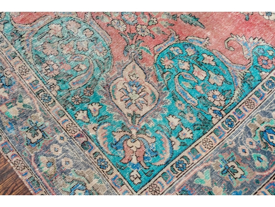HAND KNOTTED WOOL PERSIAN OVER DYE CARPET, 9-7