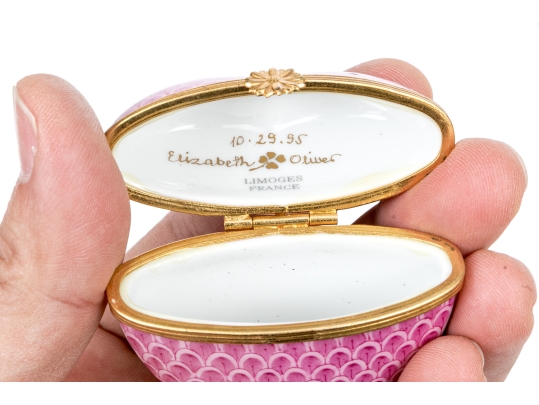 Two Gorgeous French Limoges Enameled Heart Form Pill Boxes