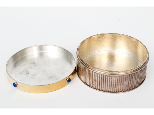 Vintage Cartier Silverplate And Gold Plated Round Box