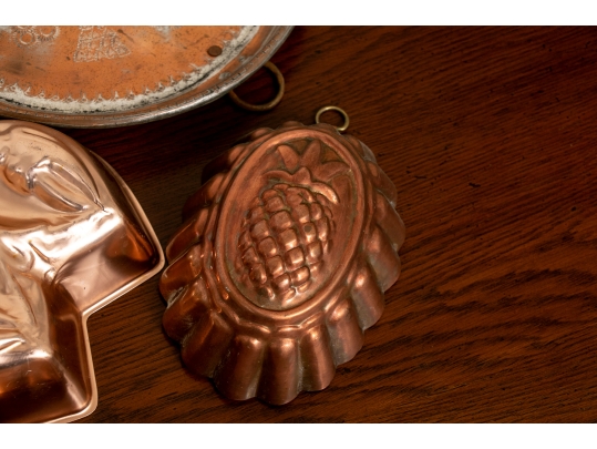 Impressive Collection Of  Four Copper Molds And  Four Plates