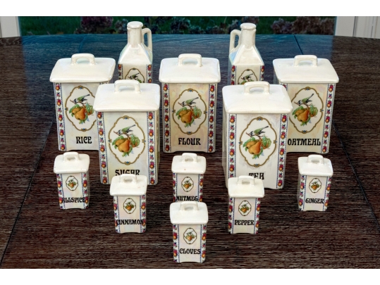 Set Of Thirteen Czechoslovakian Lustreware Kitchen Vessels