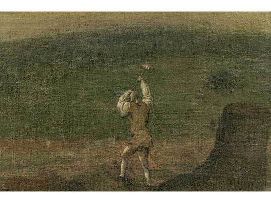 Large Antique Oil On Canvas, 