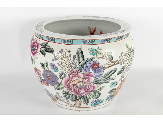 Large Chinese Famille Rose Porcelain Fish Bowl Planter