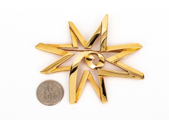 Tiffany & Co. 18k Yellow Gold Paloma PIcasso Impactful Jumbo Graffiti Celestial Star Brooch