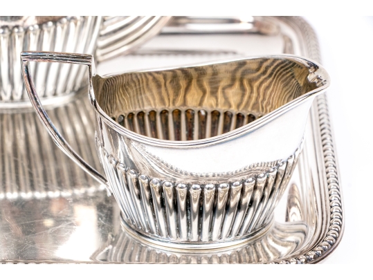 Fine Antique English Silveplate Three Piece Single Serve Tea Set