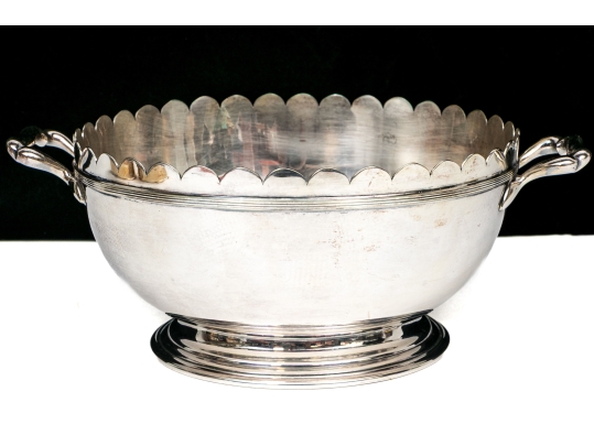 George III Style Antique English Quality Twin Handled Silver Plated Cooler Bowl