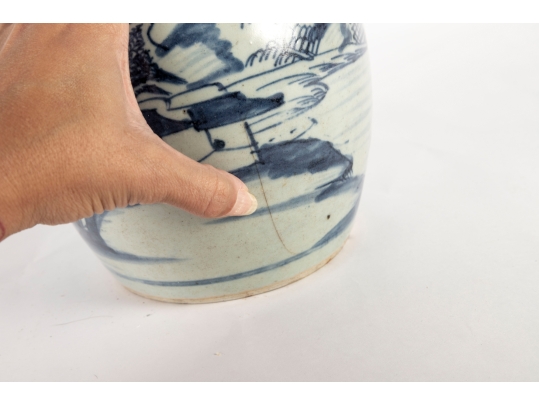 Antique Chinese Blue And White Porcelain Jar