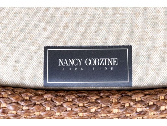 Pair Of Nancy Corzine Furniture Rattan Woven Accent Armchairs
