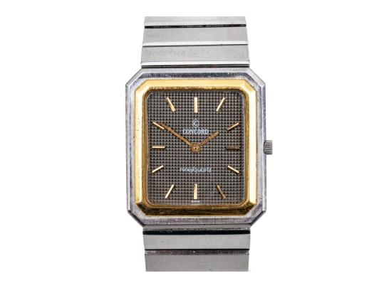 Concord Steel And Gold Vintage Mariner Nine Quartz Tank Watch, On Bracelet