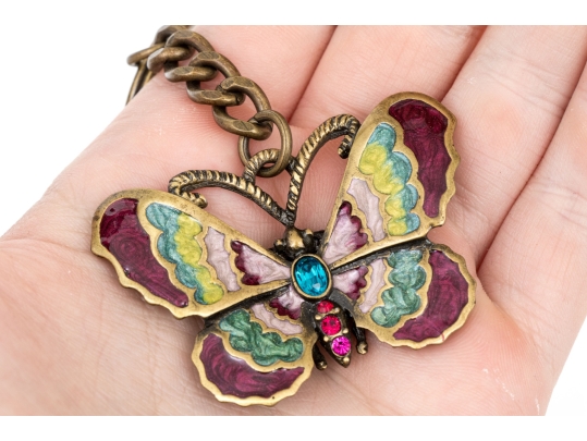 Jay Strongwater Butterfly Motif Key Chain And Bookmark