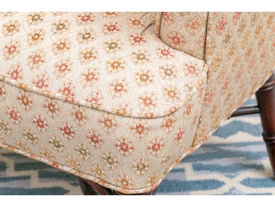 Upholstered Tub Back Armchair With Faux Bamboo Frame