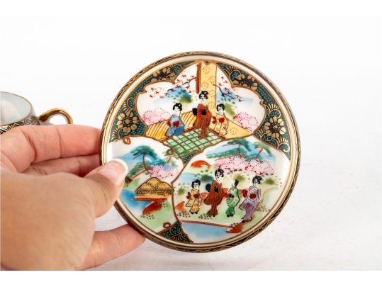 Japanese Satsuma-Style Porcelain Demitasse Cup And Saucer