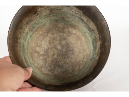 Chinese Engraved Brass Foo Dog Bowl