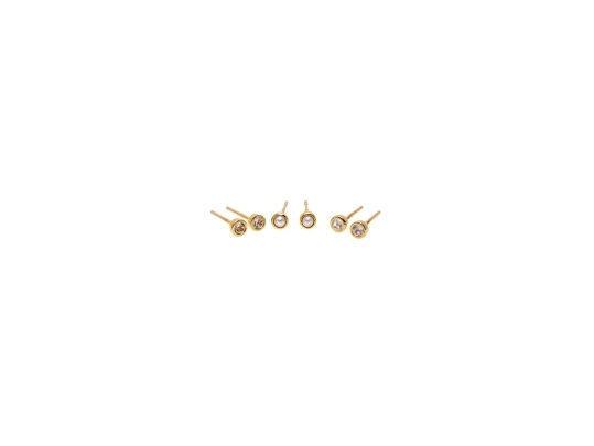 Three Pairs Of Petite Sterling Vermeil Stud Earrings 