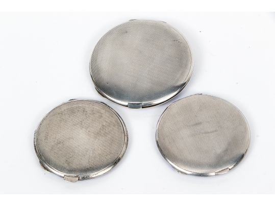 Collection Of Three English Sterling Silver And Enamel Compacts