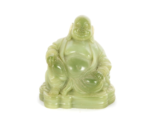 Green Resin Budai Laughing Buddha Figurine