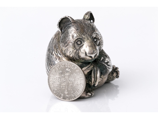 Buccellati Sterling Silver Miniature Sweet Panda Eating Bamboo