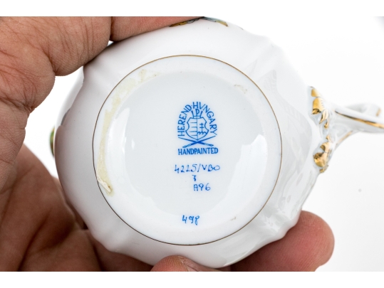 Rare Herend Hungary Hand-Painted Coffee Set,  Queen Victoria (VBO) Pattern