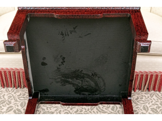 Stylish Lacquered Grasscloth Low Table