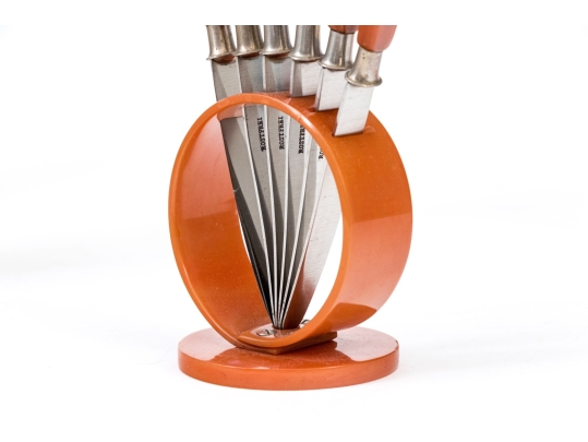 Four Vintage Bakalite Mounted Flatware Sets