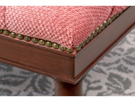 Quality Custom Upholstered Mahogany Ottoman