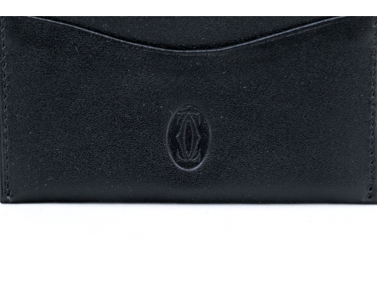 Cartier Black Leather Single Card Holder, Must De Cartier