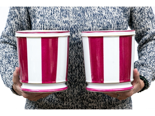 Pair Of Marie Daage Paris Hand Painted Porcelain Cache Pots