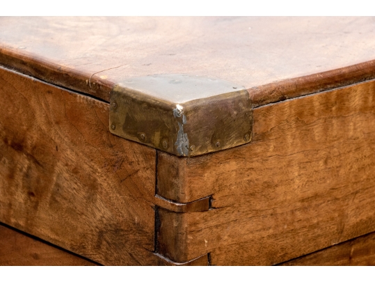 Antique Mahogany And Brass Trunk