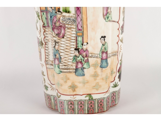 Chinese Famille Rose Porcelain Vase With Qianlong Mark