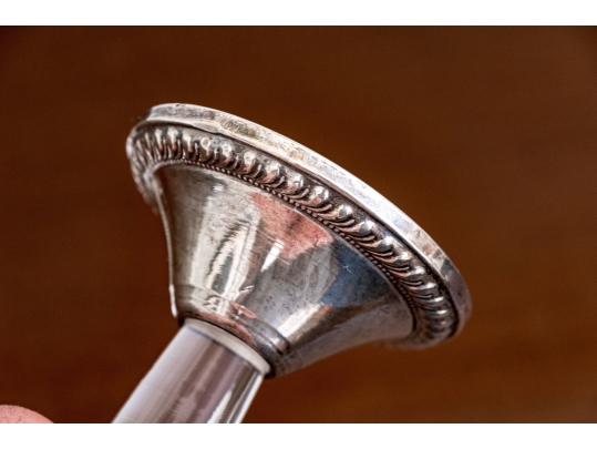 Pair Of Duchin Creation Weighted Sterling Silver And Glass Bud Vases