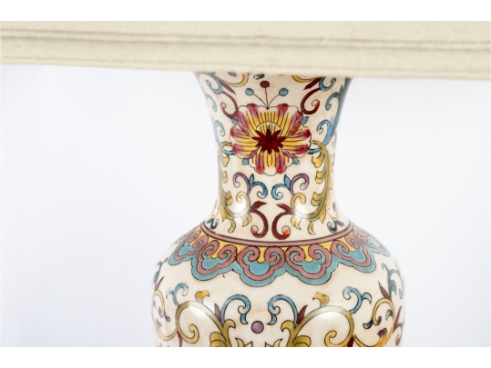 Hand-Painted Floral Porcelain Table Lamp