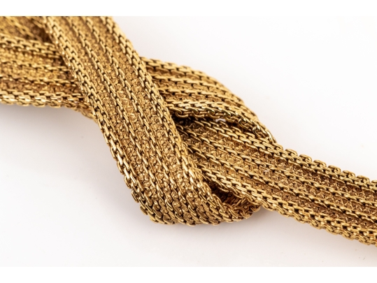 Tiffany & Co. Vintage 14k Yellow Gold Wonderful Vintage Mesh Knot Necklace, By Grosse Germany