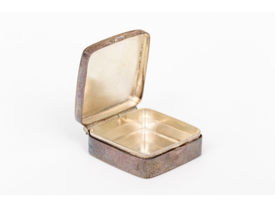 Collection Of Three Sterling Silver Pieces, Including Two Rings And A Pill Box