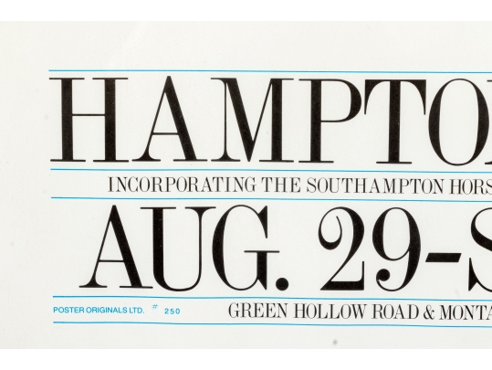 After Paul Davis Framed Vintage Horse Show Poster, Hamptons Classic 1978 