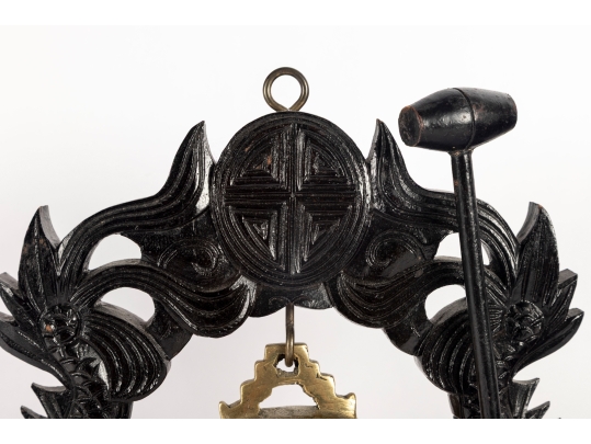 Brass Temple Bell With Dragon Motif Stand