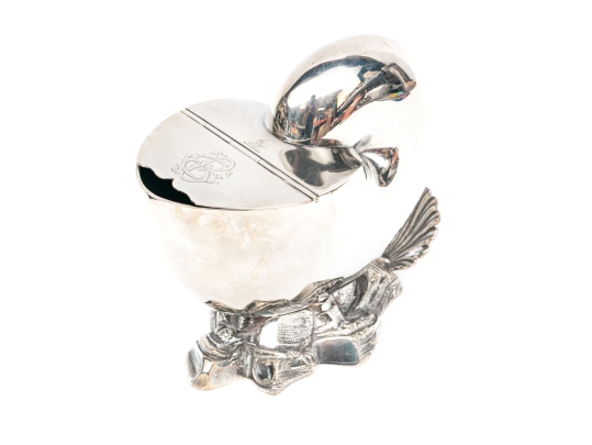 Antique English Silverplate Nautilus Spoon Warmer 