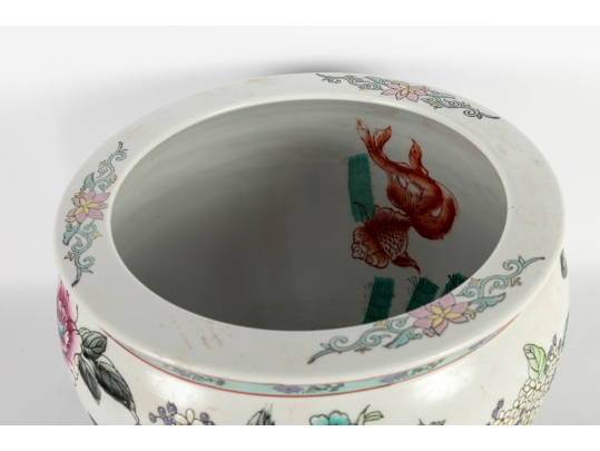 Large Chinese Famille Rose Porcelain Fish Bowl Planter