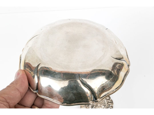 Sterling Silver Floral Form Bowl And Serving Spoon, 4.605 Gross Ozt.