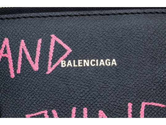 Balenciaga Ville Graffiti Leather Top Handle Bag