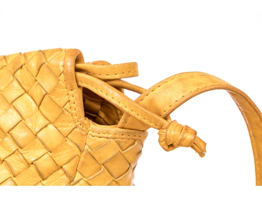Bottega Veneta Colorful Yellow Woven Leather Hobo Handle Bag