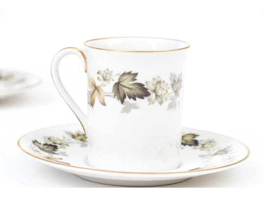 Set Of Four English Royal Doulton “Larchmont” Demitasse Cups And Saucers